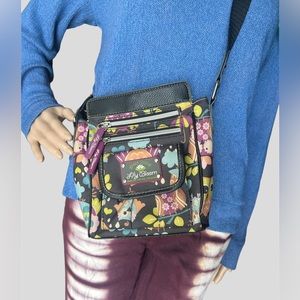 Lily Bloom Purse Owl Floral Brown Shoulder Sling Own Print Black Satchel Bag